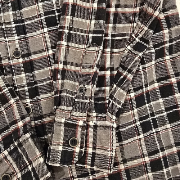 Jachs Mens Large Grey & Black Plaid Cotton Button-Up Long Sleeve Shirt Flannel. - Picture 7 of 13